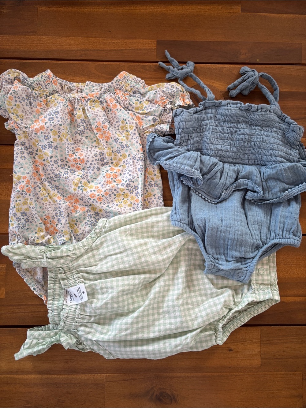 Carter's Floral, Blue and Mint Baby One-Piece Bodysuits